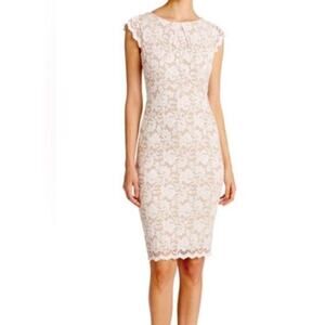 ABS Collection Allen Schwartz Cap Sleeve Lace Overlay Dress Women’s Sz 4 Stretch